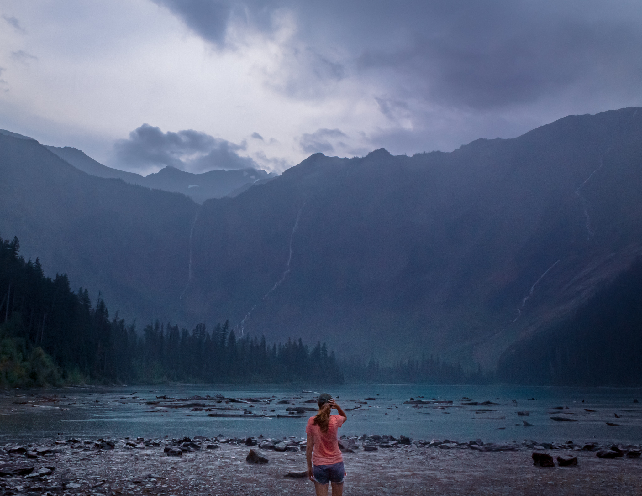 Hiker in the mountains of Glacier National Park