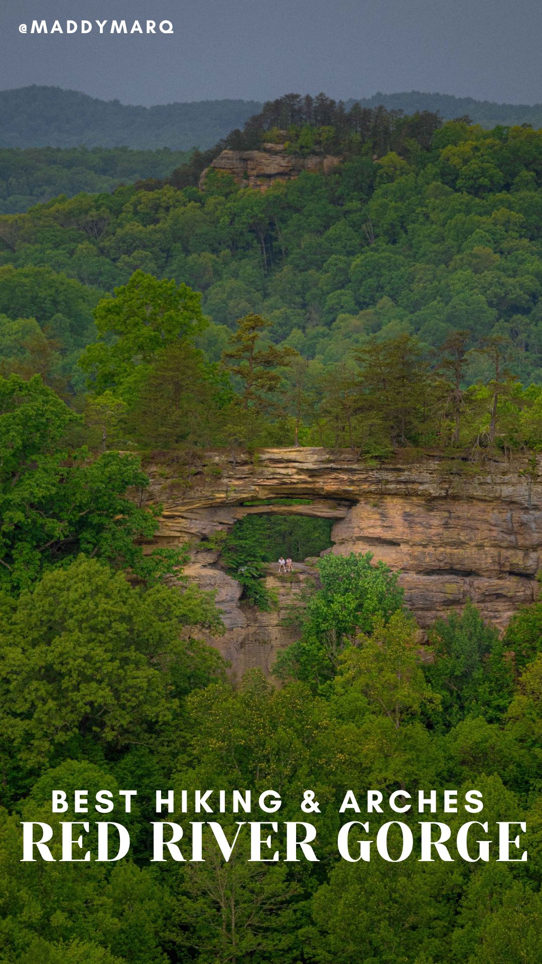 "best hiking red river gorge kentucky" over image of double arch red river gorge