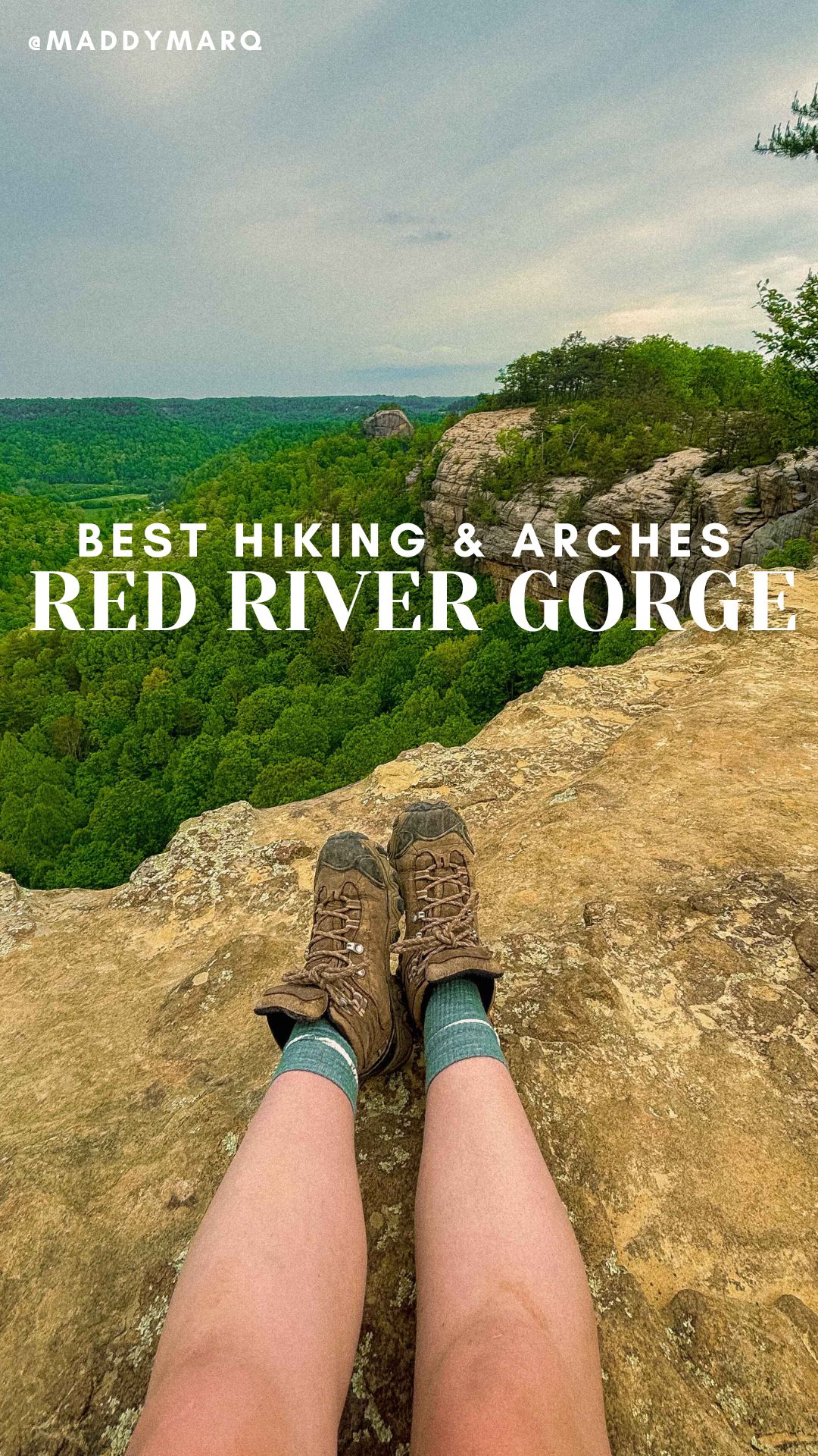 "best hiking and arches red river gorge" written over image of auxier ridge hike