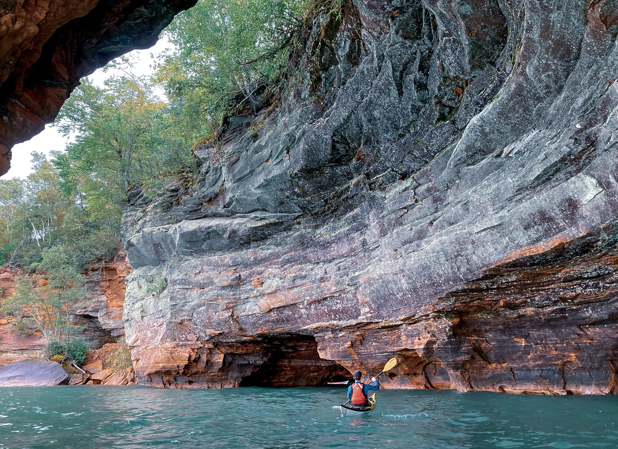 Kayaker at the Apostle Islands Sea Caves