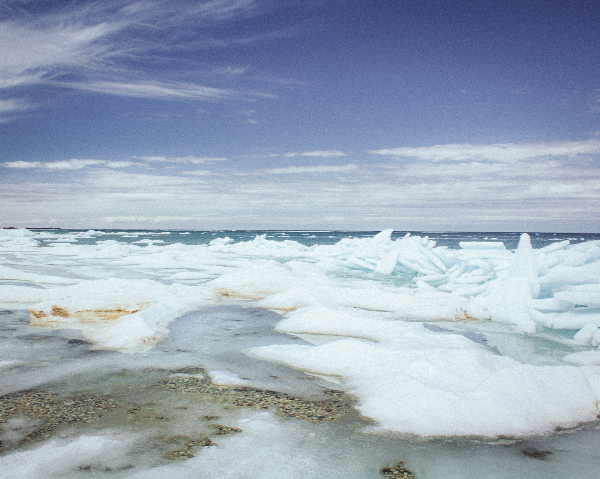 Blue Ice at Wilderness State Park in Northern Michigan 