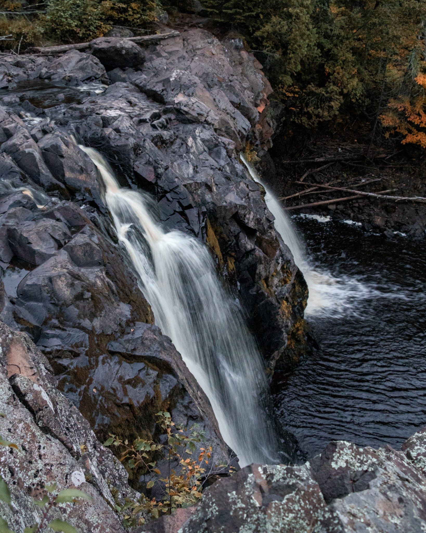 Little Manitou Falls at night in Pattison State Park (backpacking Trail side), one of the best waterfalls in Wisconsin