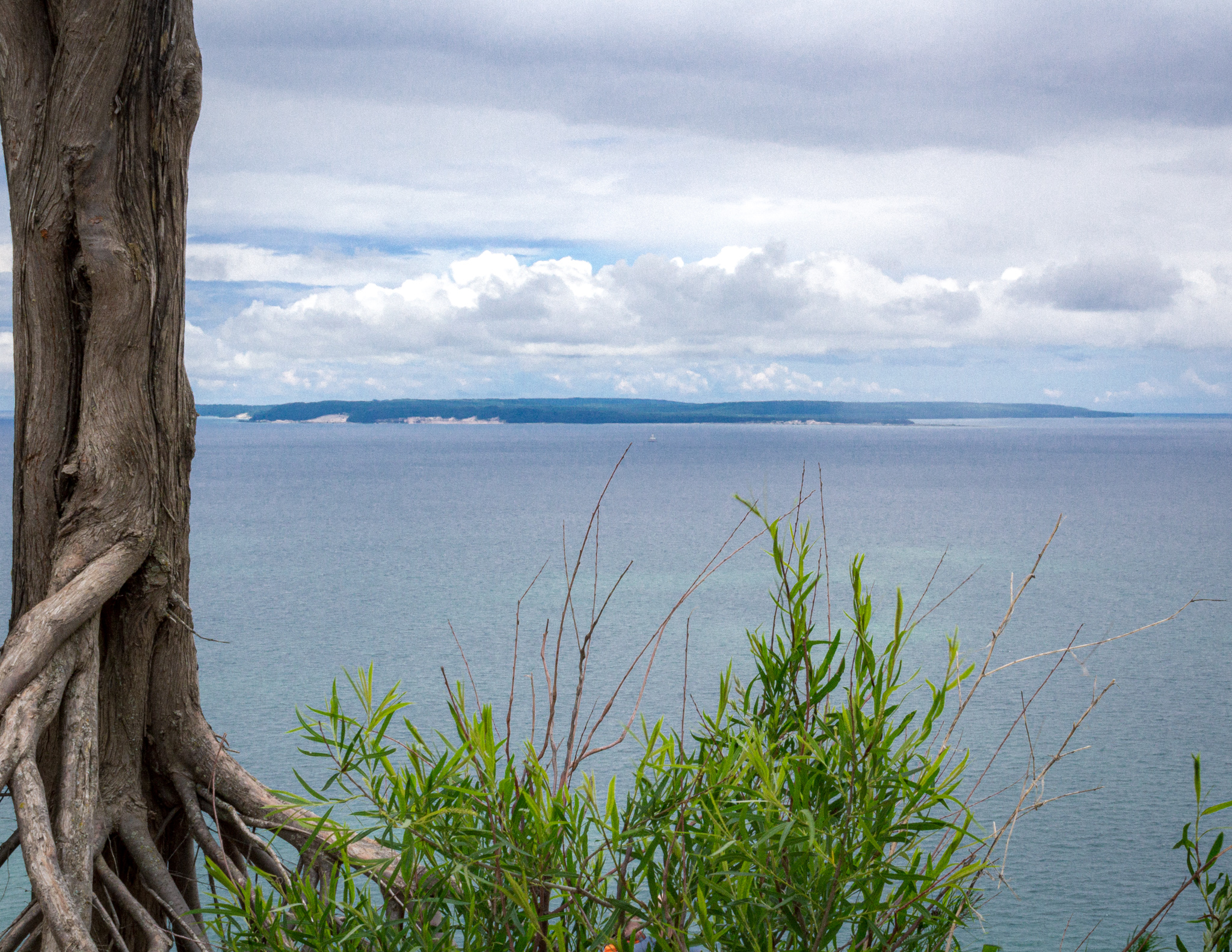 View of the Manitou Islands in Lake Michigan from the Pyramid Point Hiking Trail