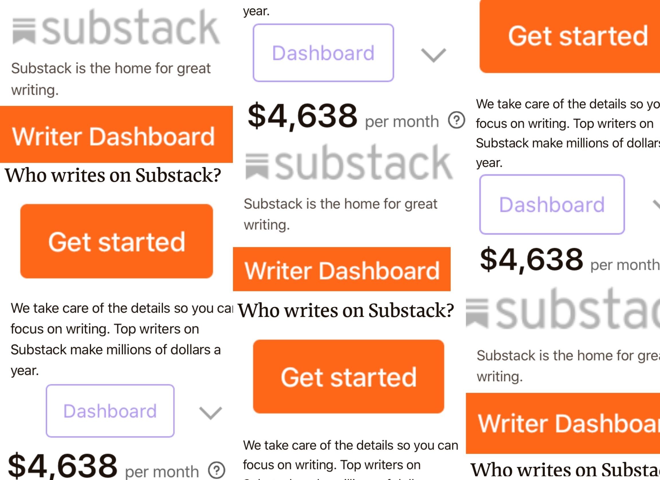 compilation of screenshots of Substack Rhetoric and icons