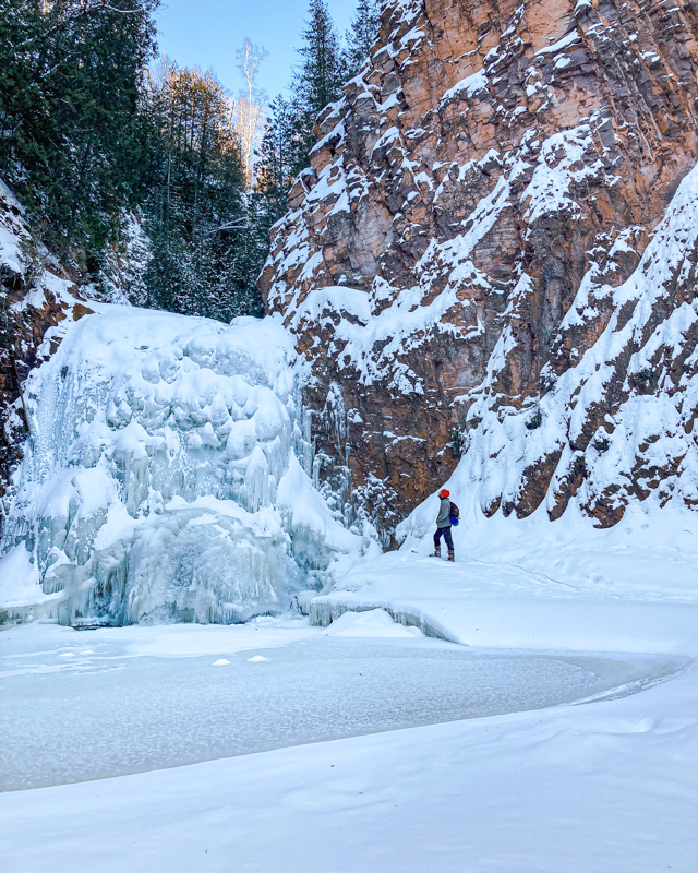 Frozen Barrier Falls on the Devil Track River near Grand Marais, Mn