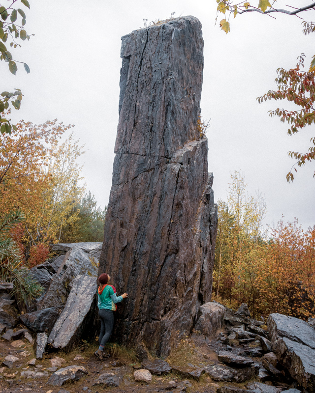 hiker at Magnetic Rock Trail in the BWCA