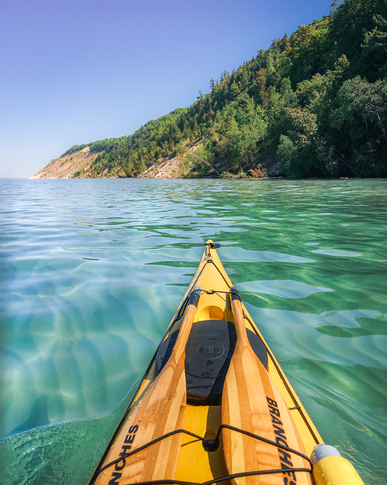 image of a sea kayak at sleeping bear dunes michigan, adventure photography