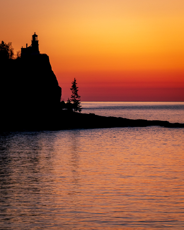 Spilt Rock Lighthouse in a winter sunrise on the North Shore of Minnesota