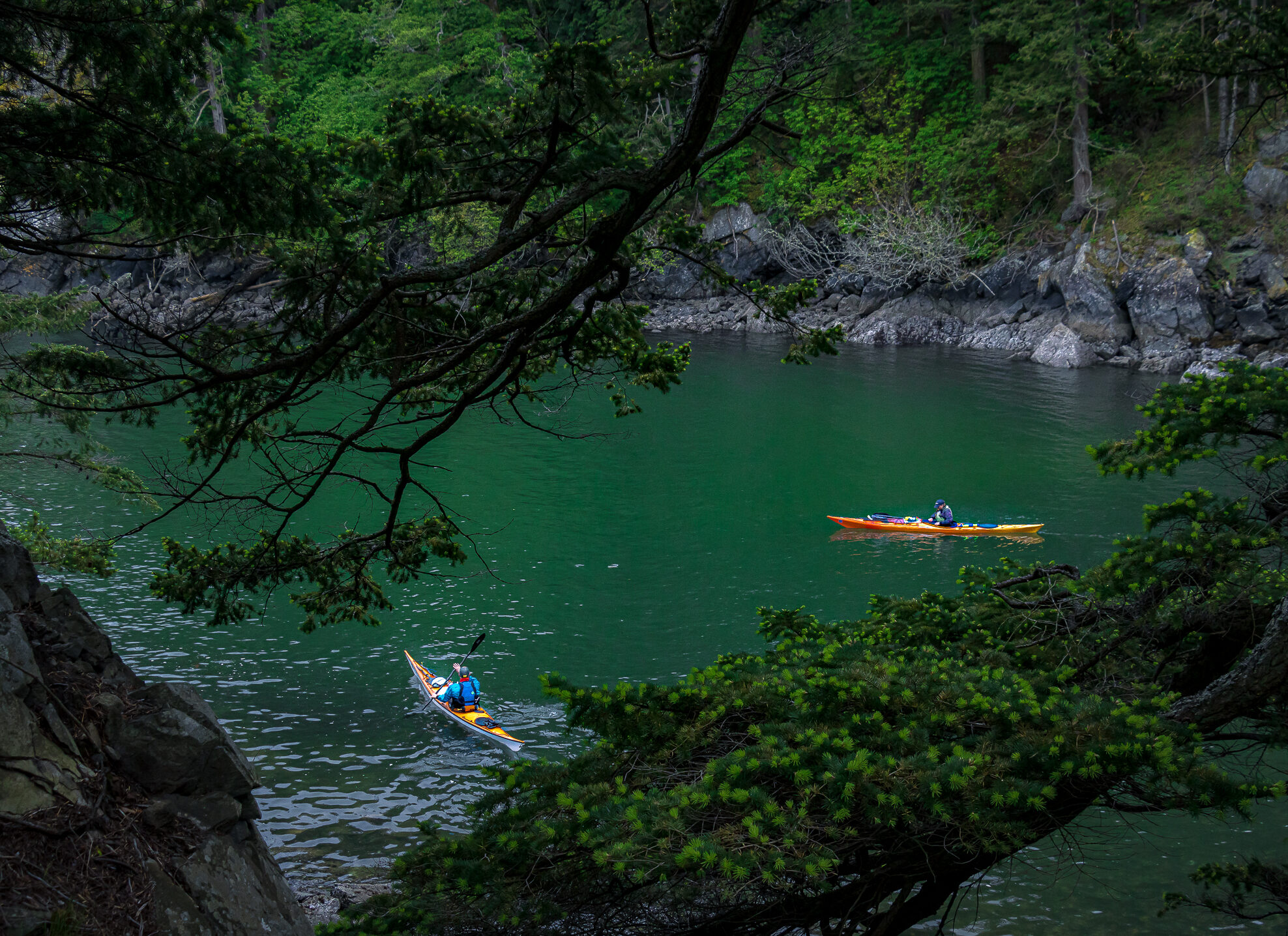Sea Kayakers on the Pacific Ocean in the San Juan Islands