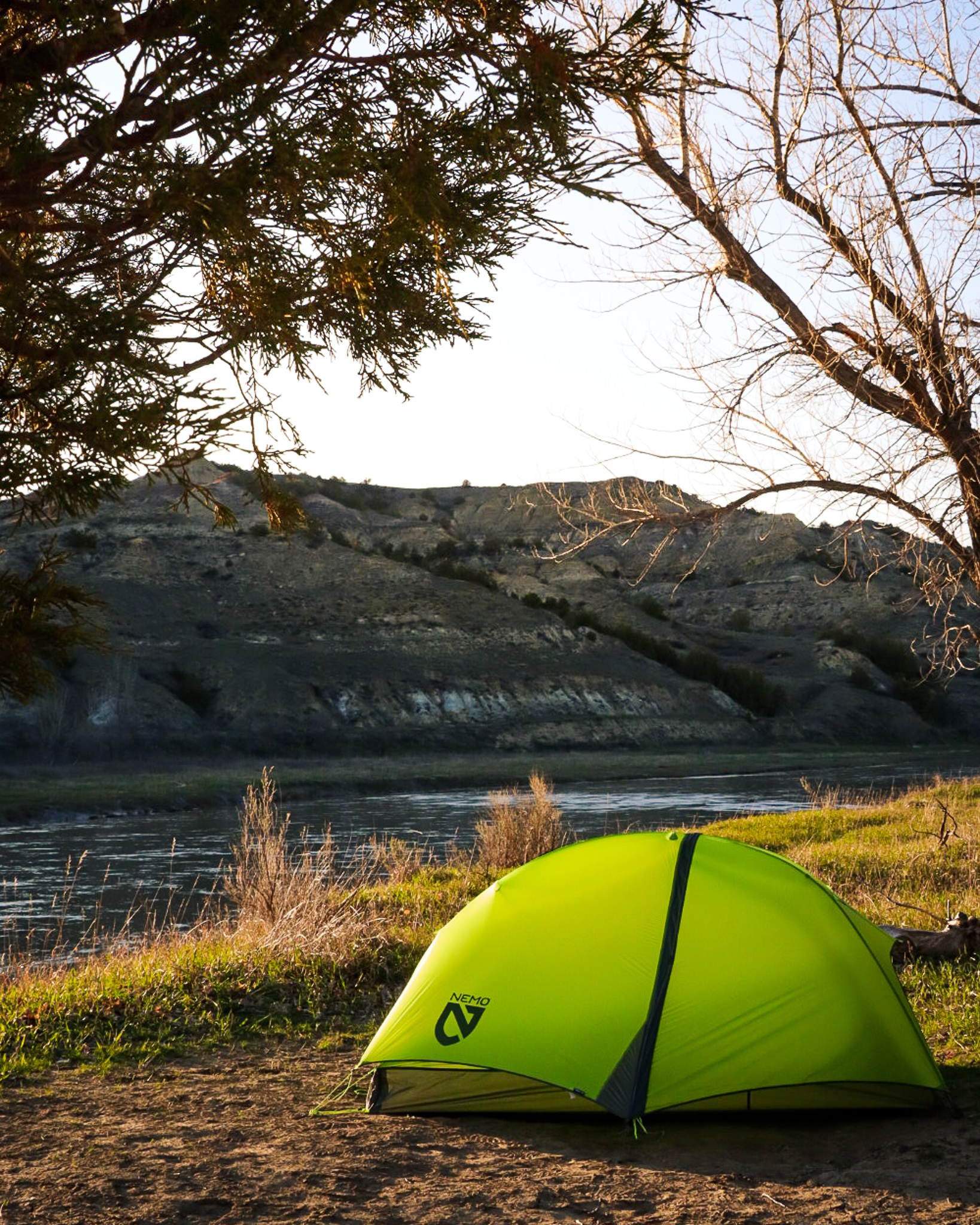 Camp along the Little Missouri in Theodore Roosevelt National Park North Dakota