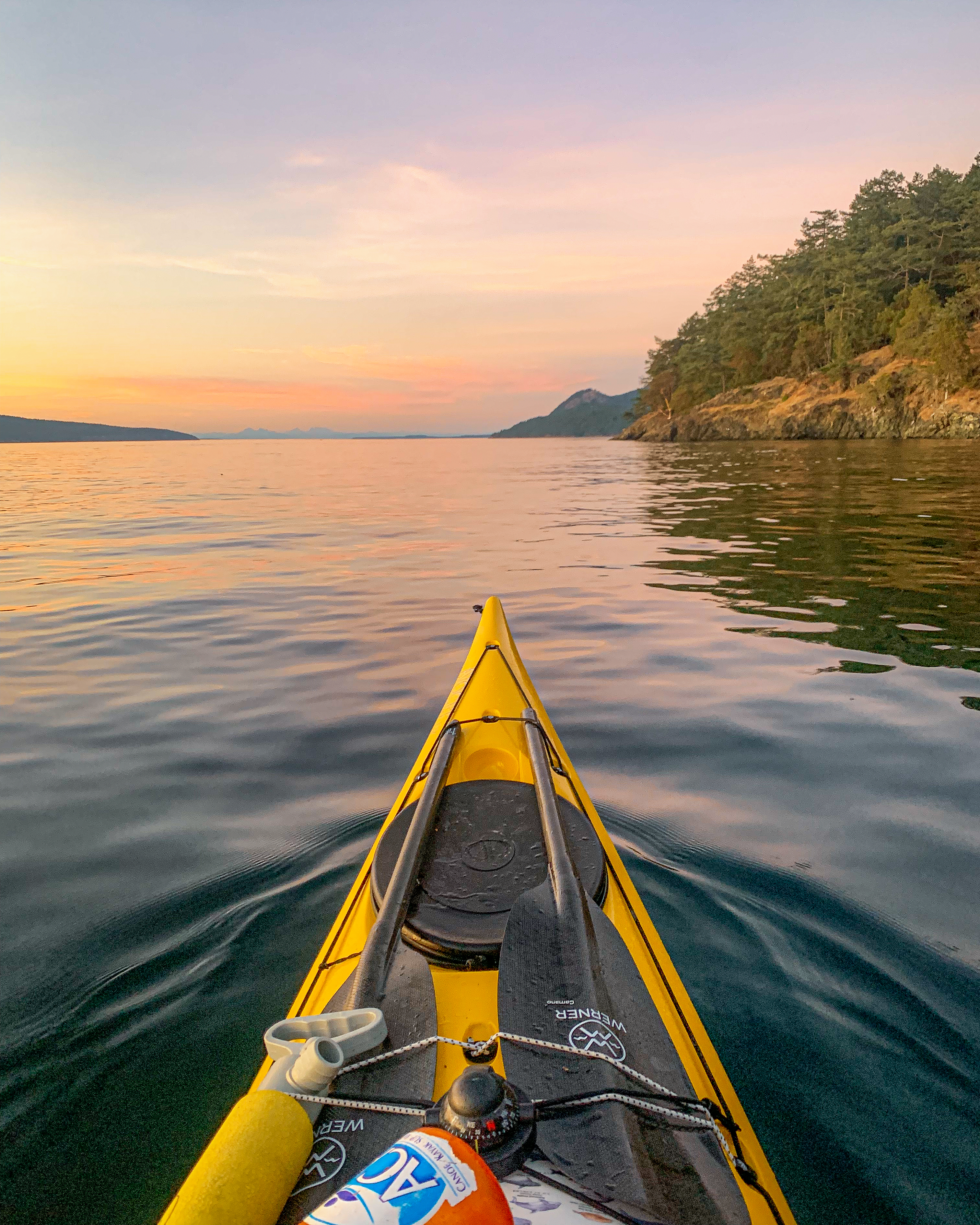 kayaking at sunset, san juan island