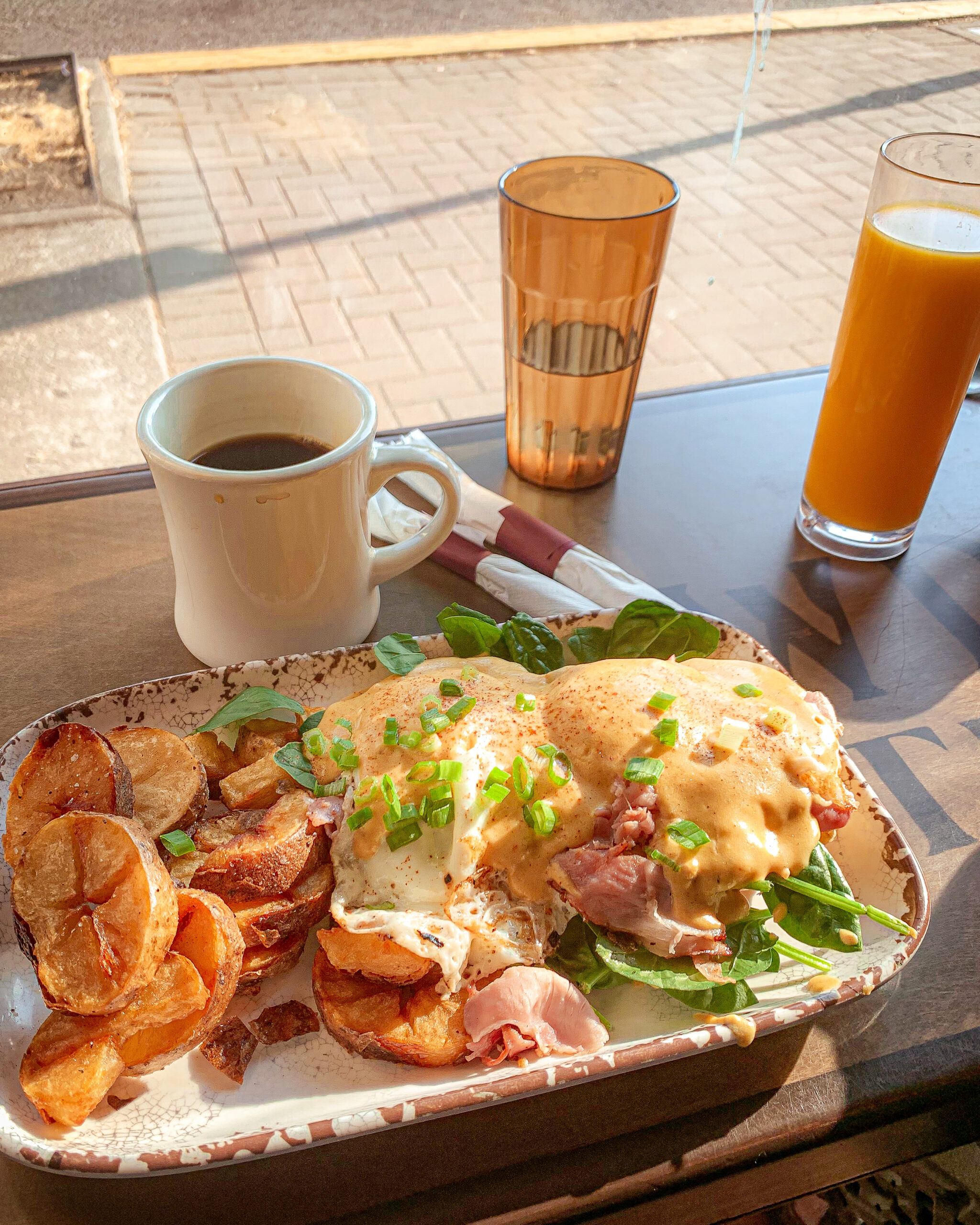 Eggs benedict breakfast at A New Day in Port Angeles 