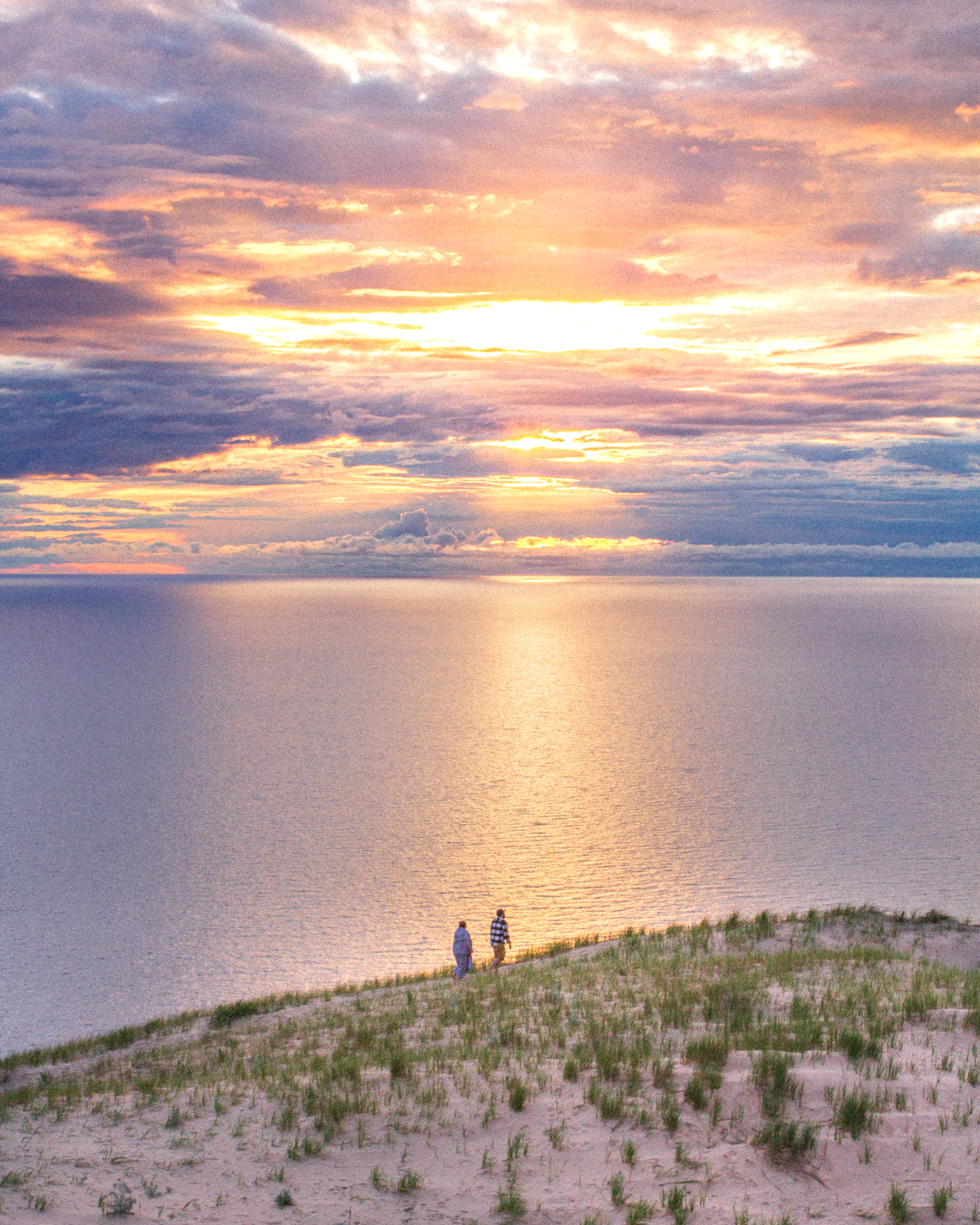 image of hiking boots at sunset at overlook nine in sleeping bear dunes national lakeshore