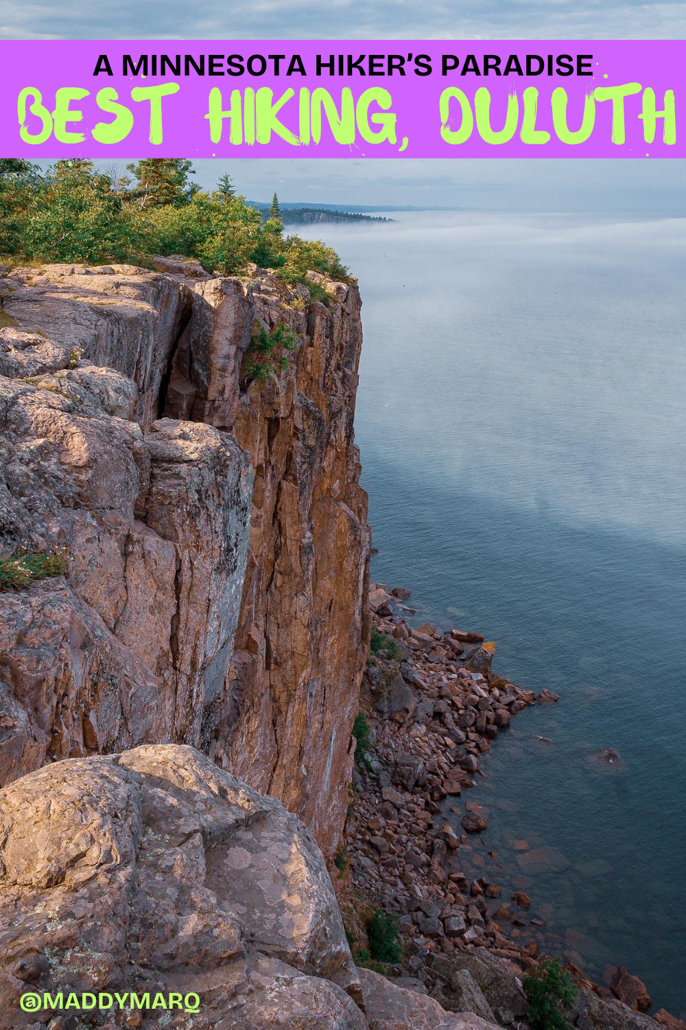 text best hiking duluth, minnesota over image of Palisade Head, MN