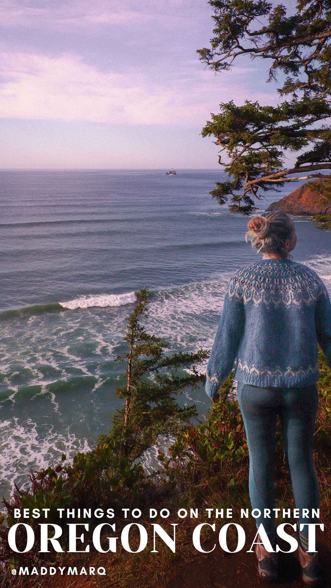 best things to do northern oregon coast over image of a hiker in ecola state park