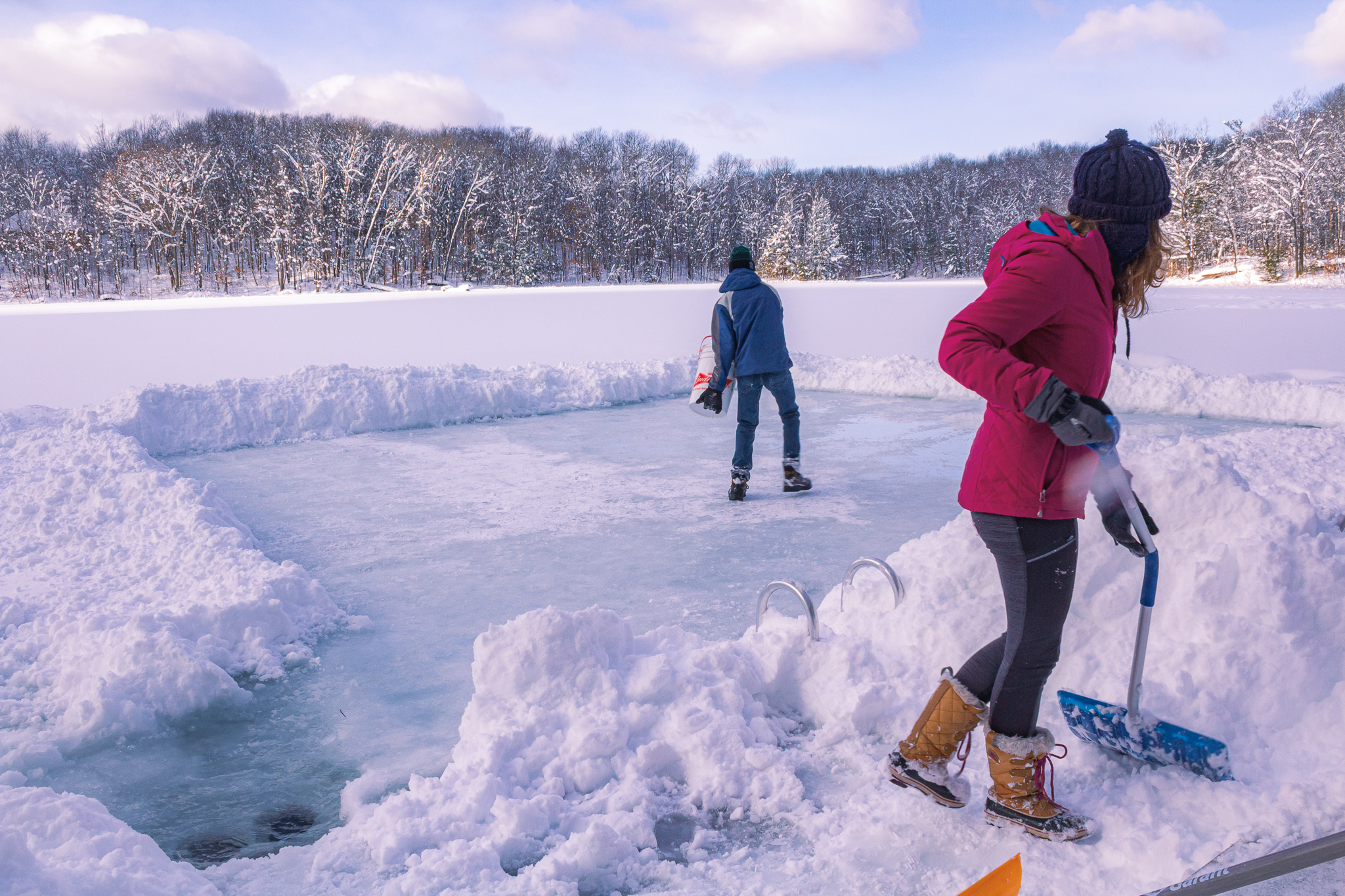 build an ice skating rink : one of the best things to do in the winter in michigan!