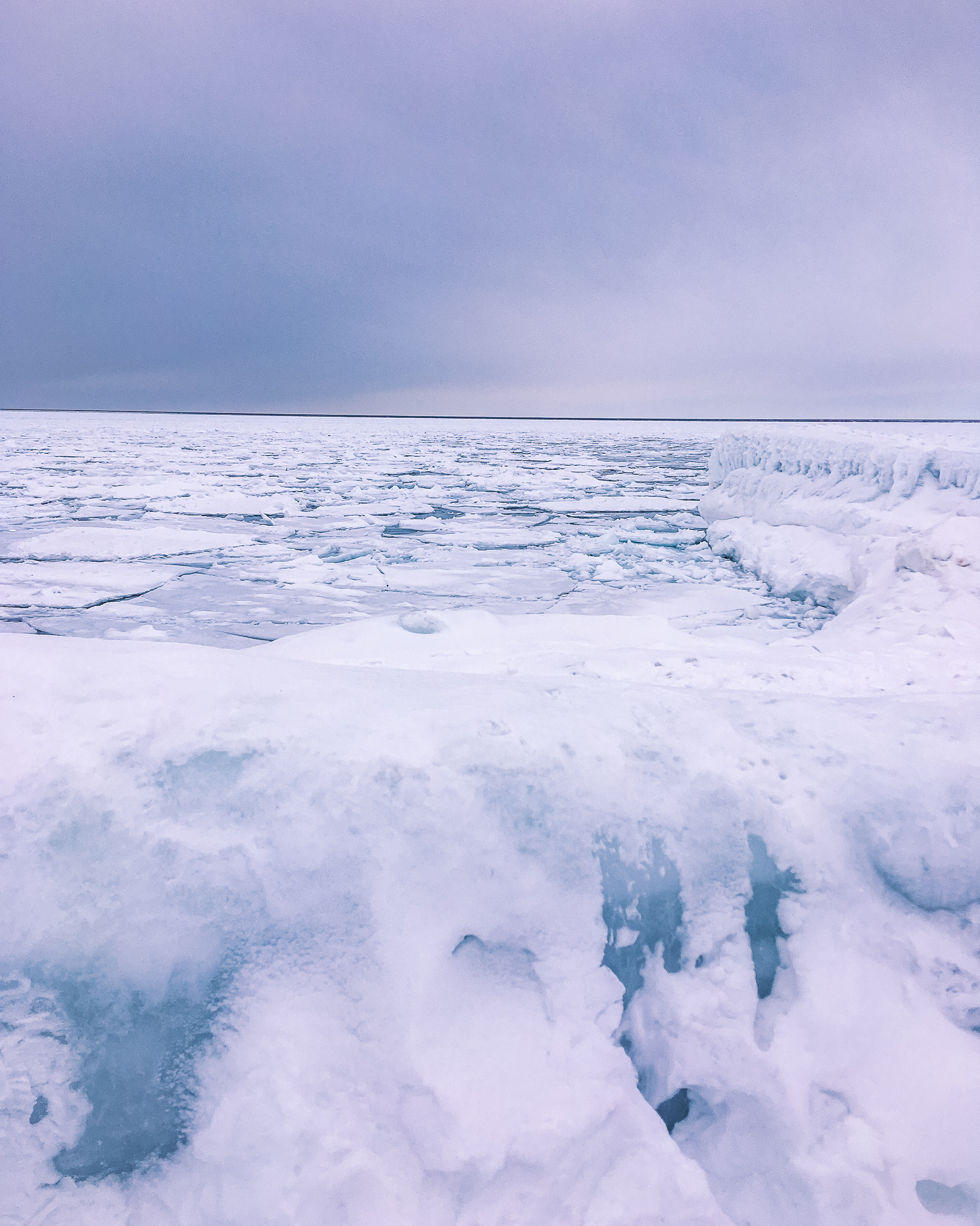 Ice on the harbor in downtown Charlevoix
