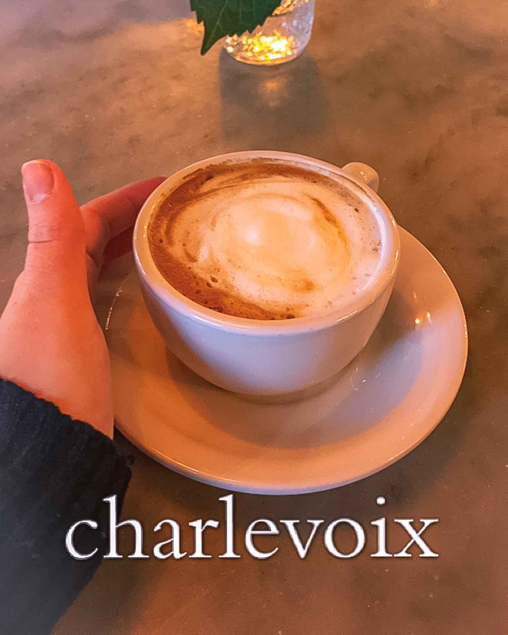 a coffee in downtown Charlevoix