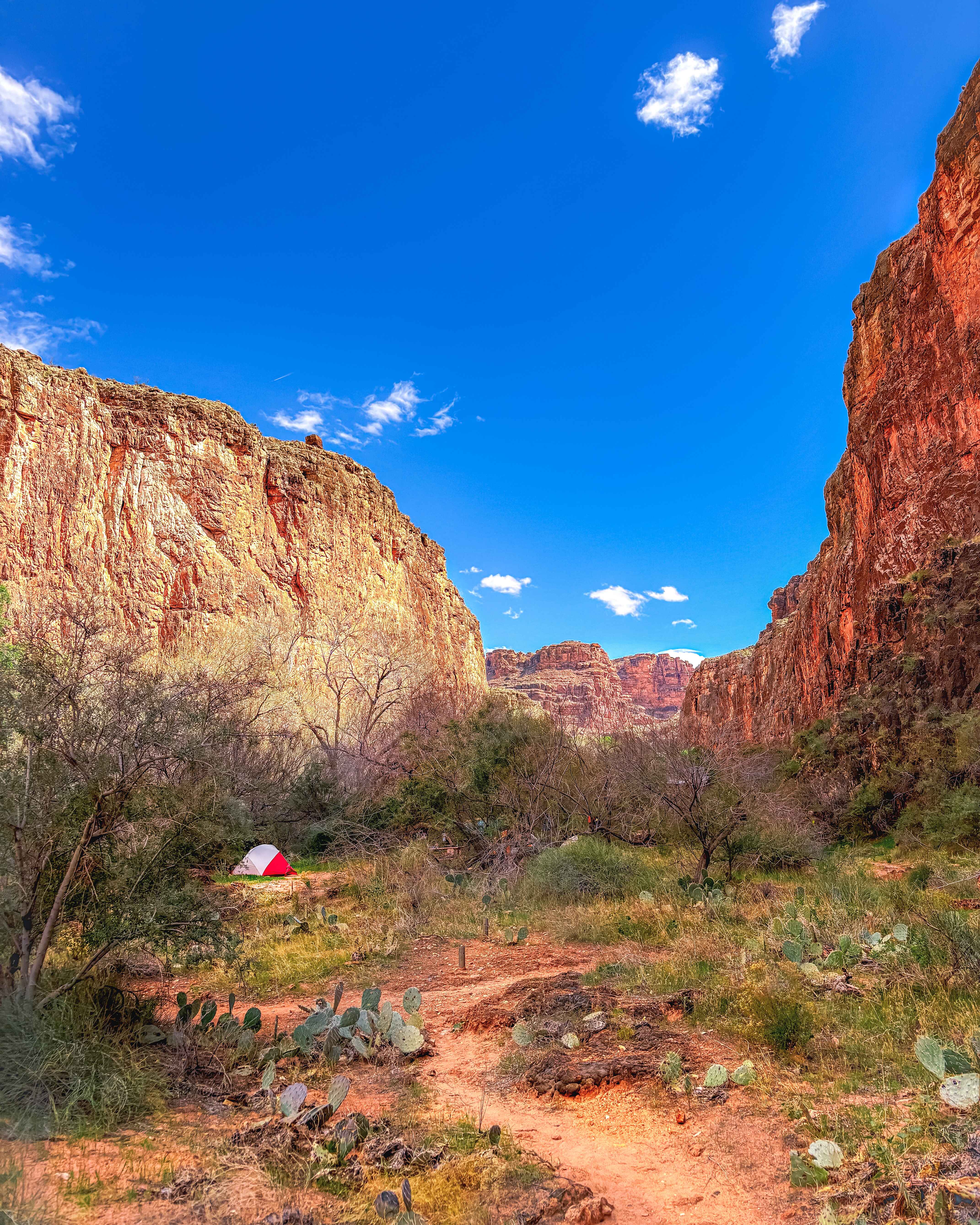 A tent in a canyon in Arizona