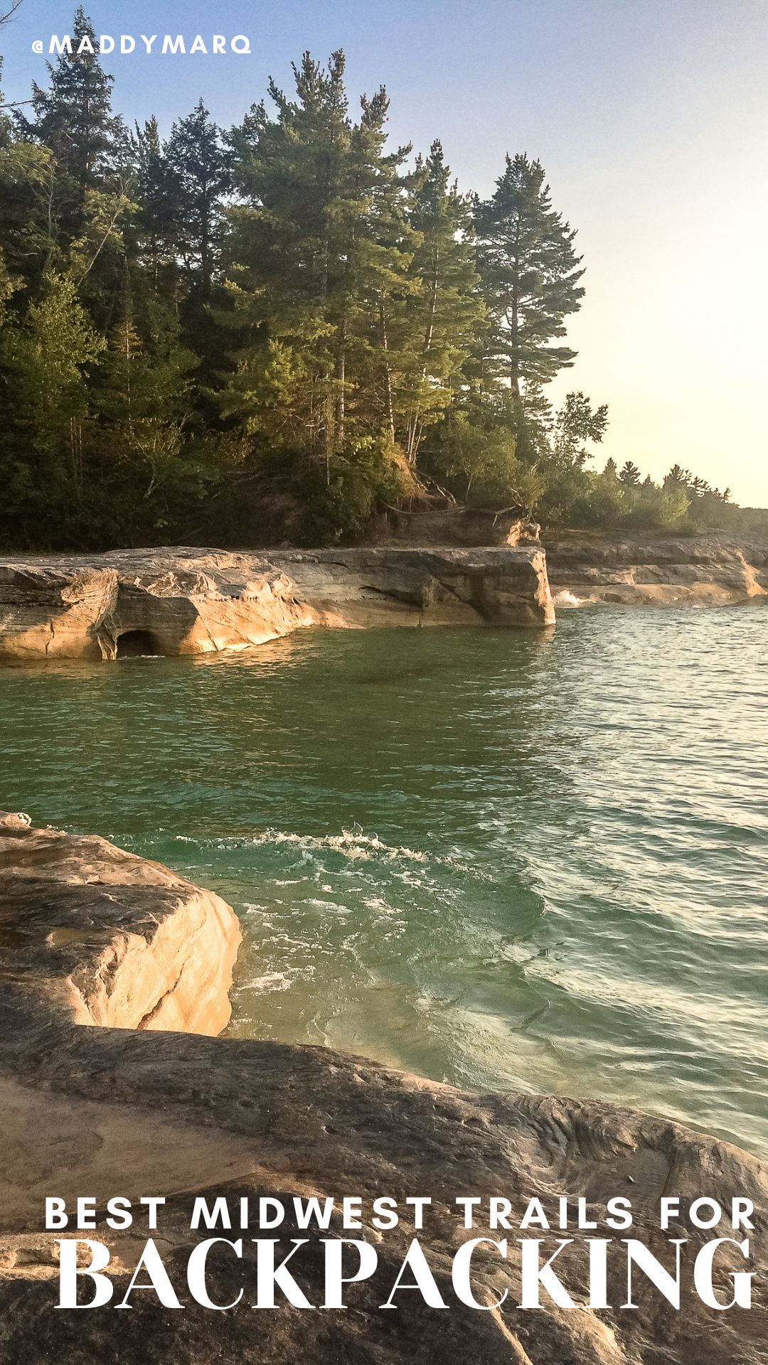 text "best midwest trails for backpacking" over image of the pictured rocks