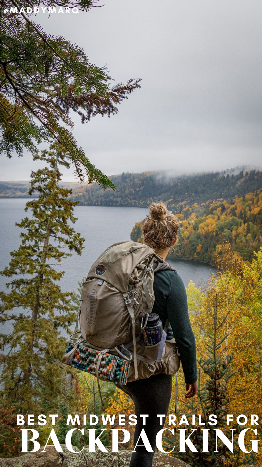text "best midwest trails for backpacking" over image of border route trail