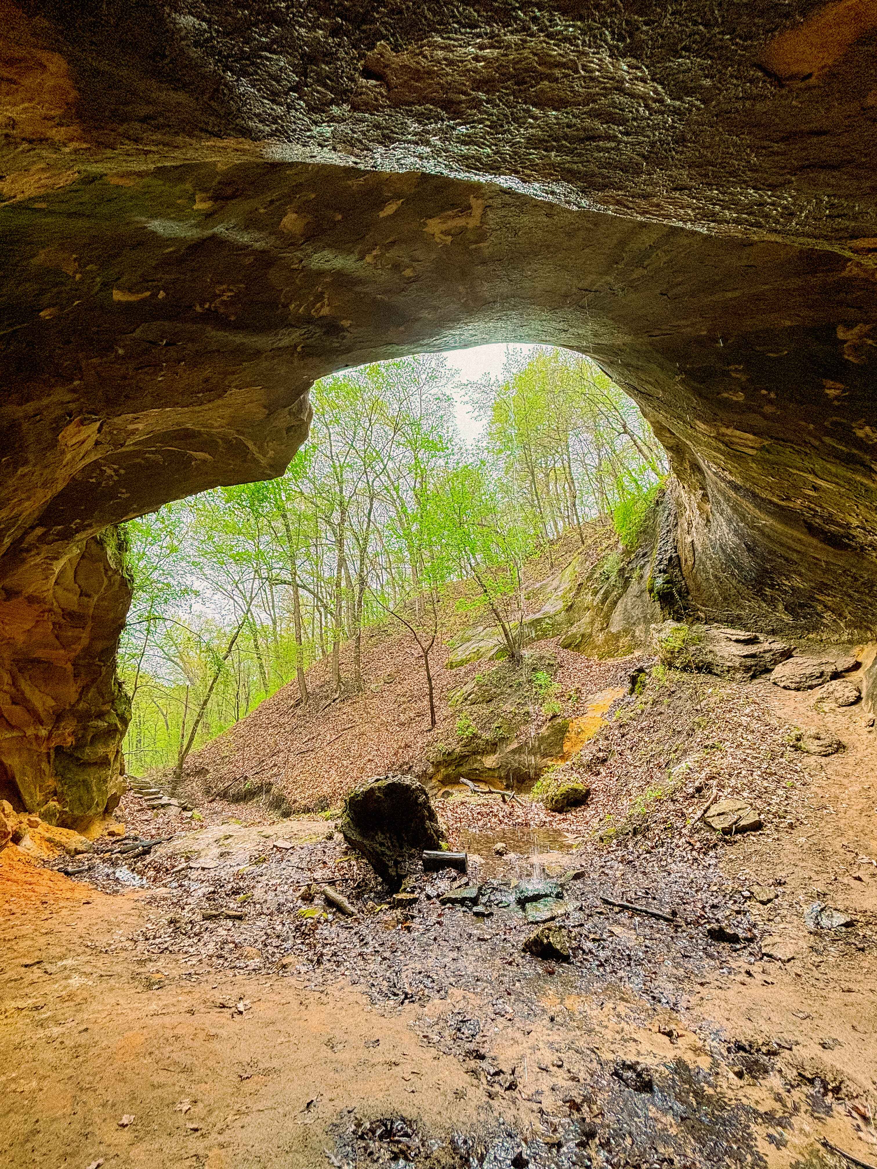 image of a small waterfall in a cave in wyalusing state park