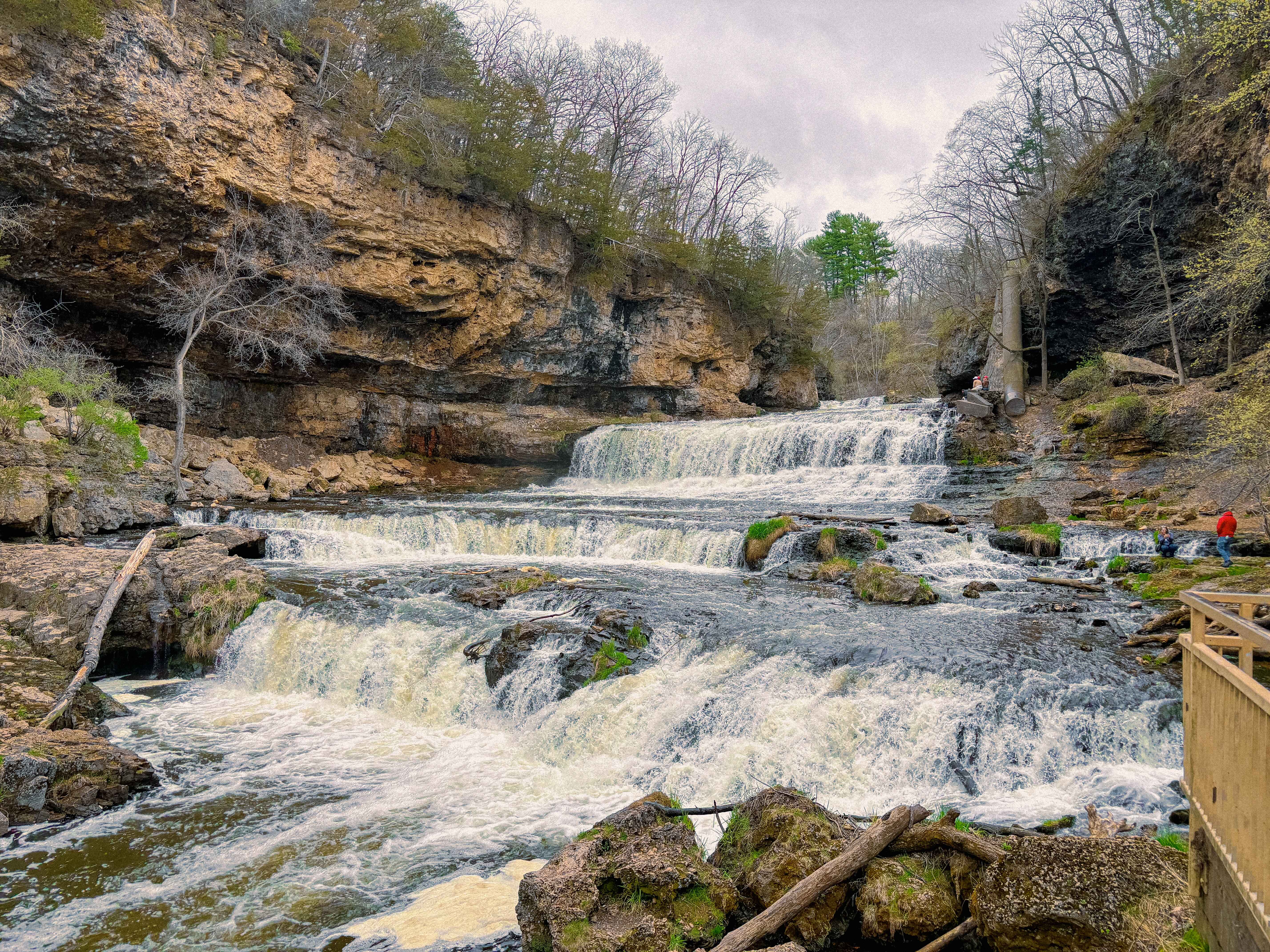 image of a cascading waterfall on Wisconsin's Great River Road