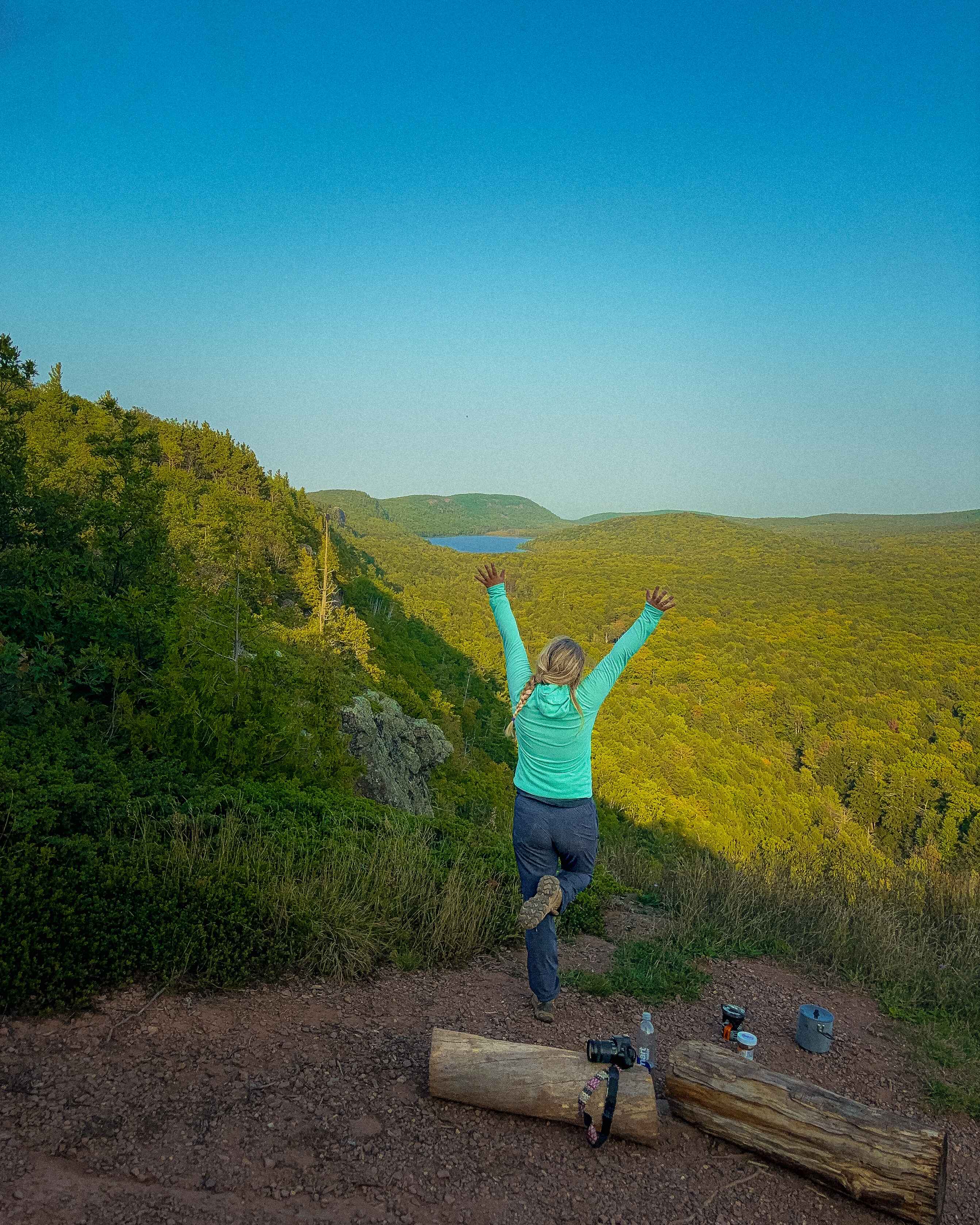 A hiker in the porcupine mountains