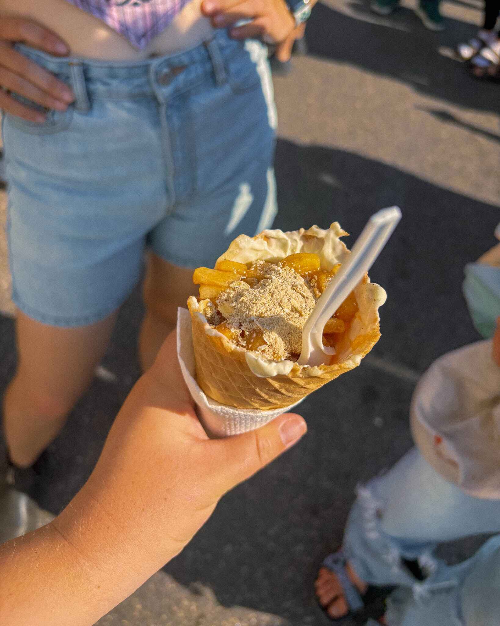 Image of a wapple cone at AppleFest in Bayfield Wisconsin, 2025