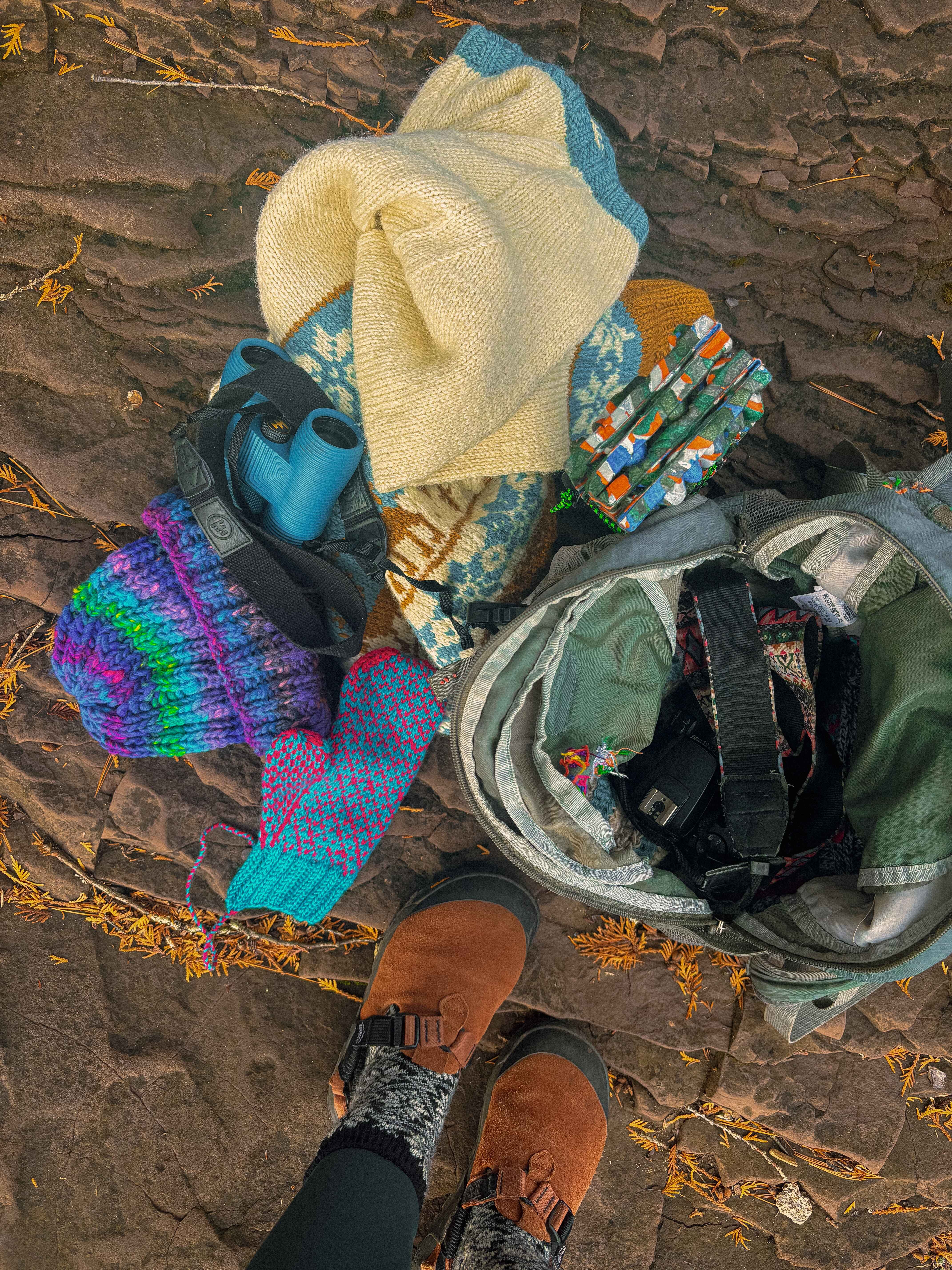 A hiking backpack sprawled out