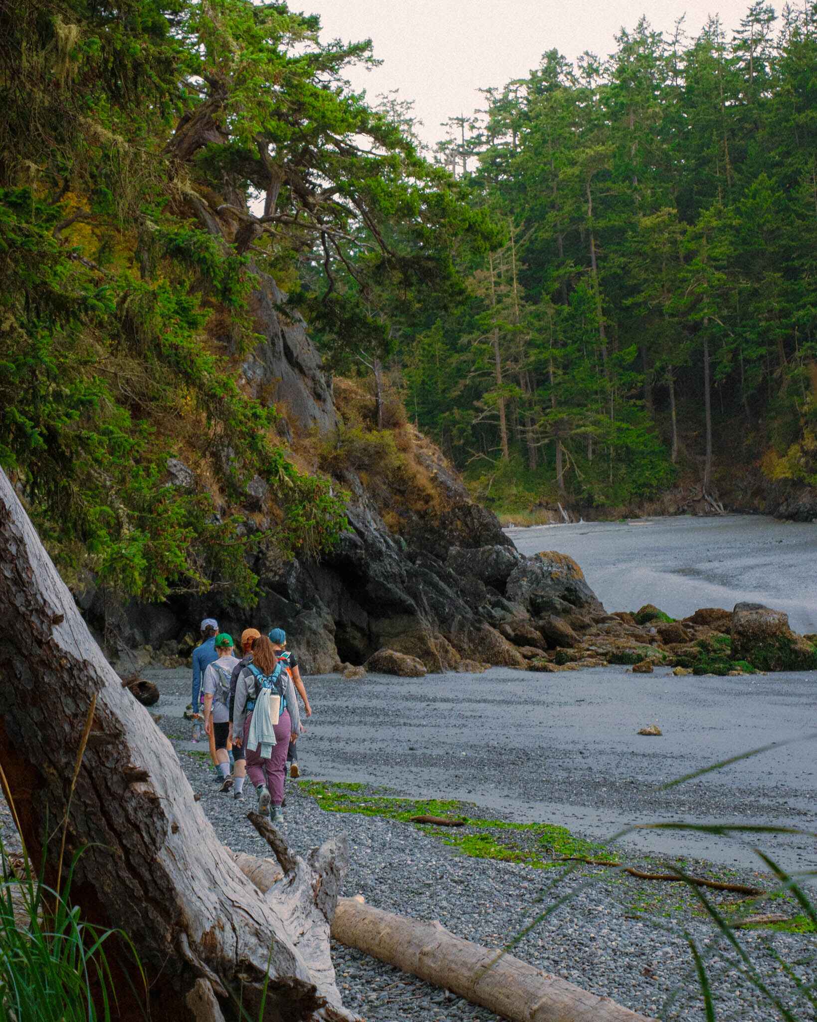 image of women hiking on the coast