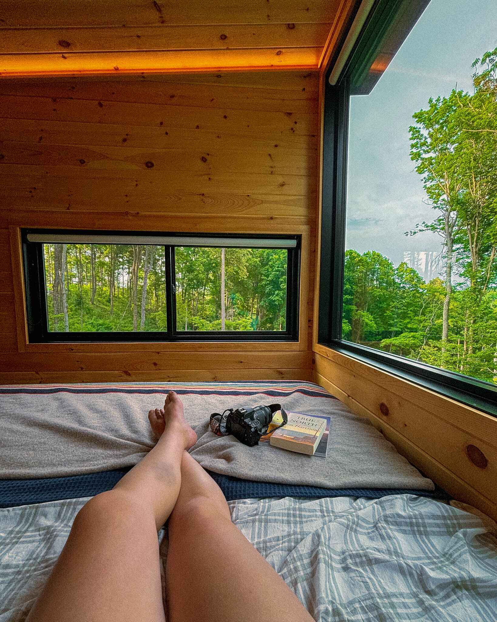 view from retreat north tiny cabin