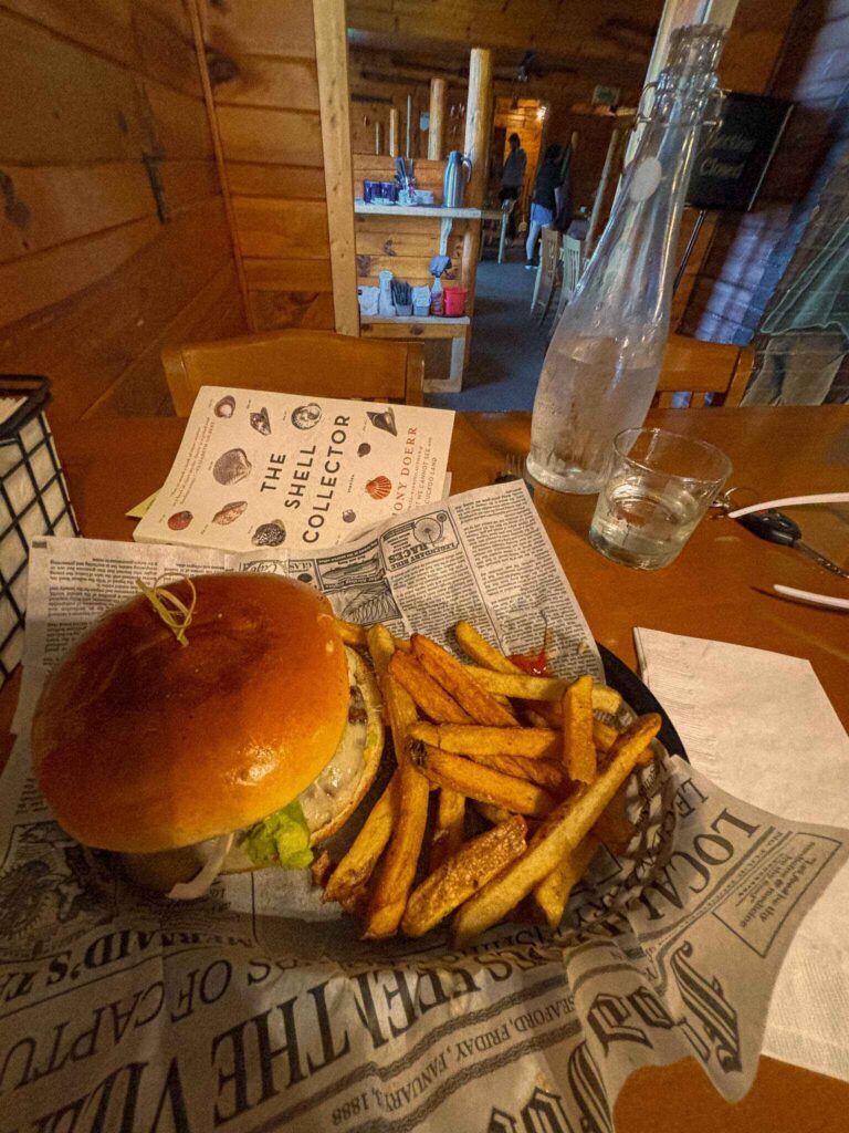 Image of a burger and fries at Lake Effect Bar and Grill in Copper Harbor MI