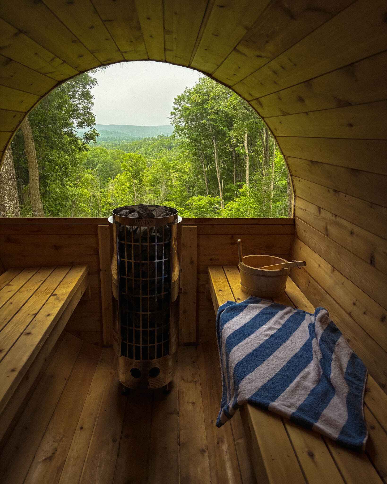 image of a sauna interior in the woods
