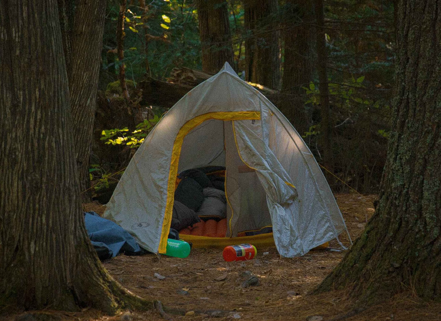 image of a backpacking camp set up