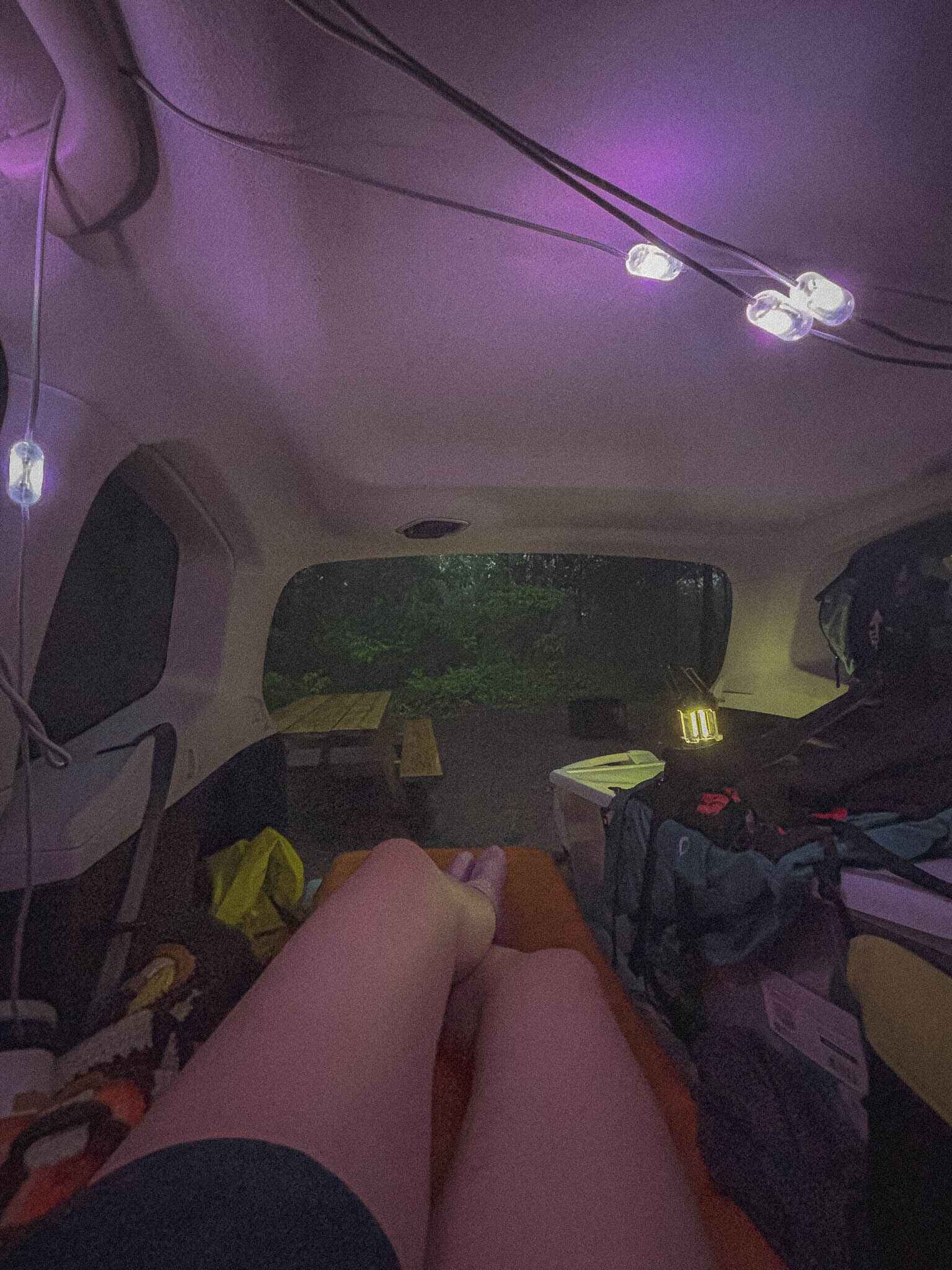 image of nemo tensor sleeping pad in a car camping set up