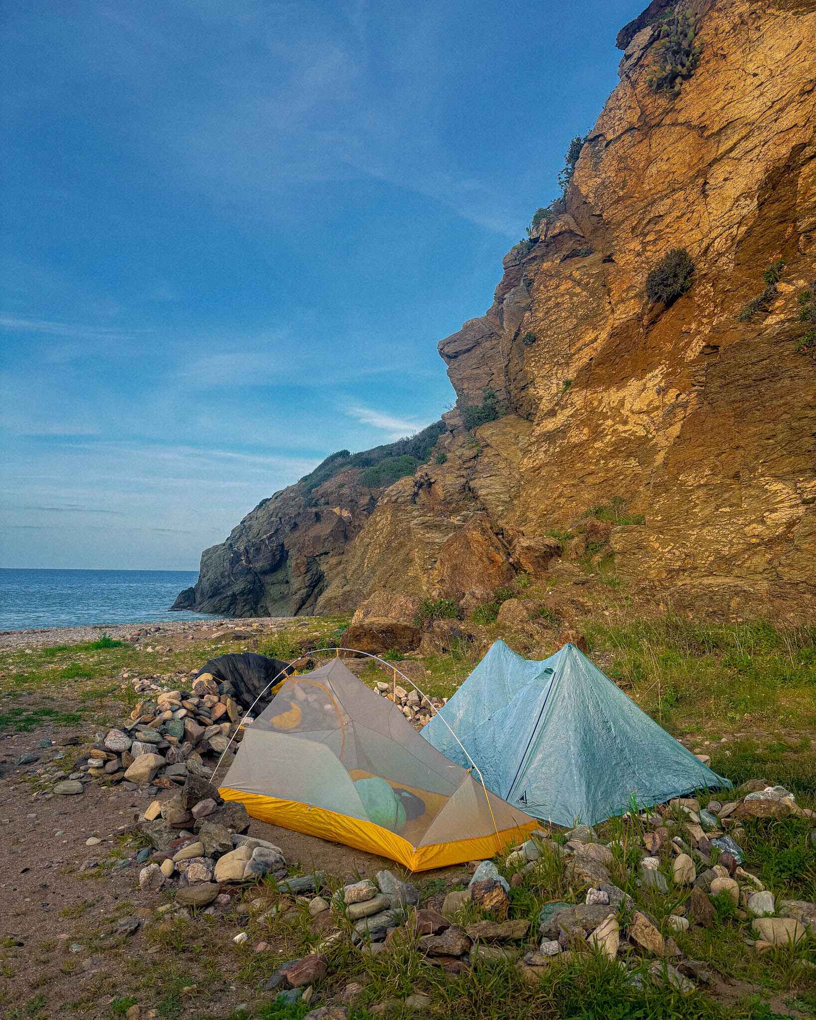 two tents at parsons landing on teh transcatalina trail