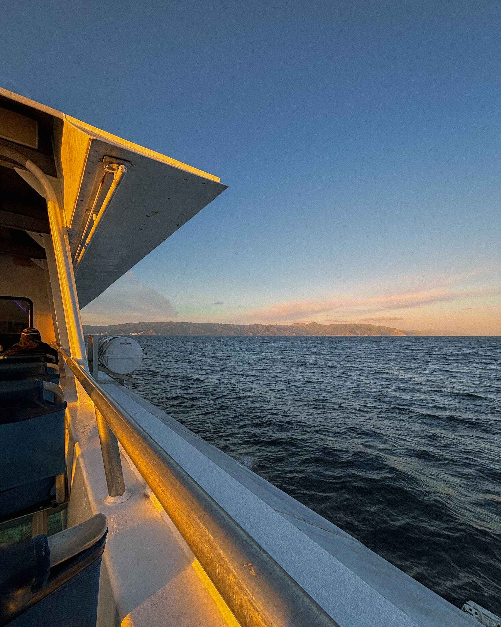 a ferry takes hikers out to catalina island at dawn to hike the tct