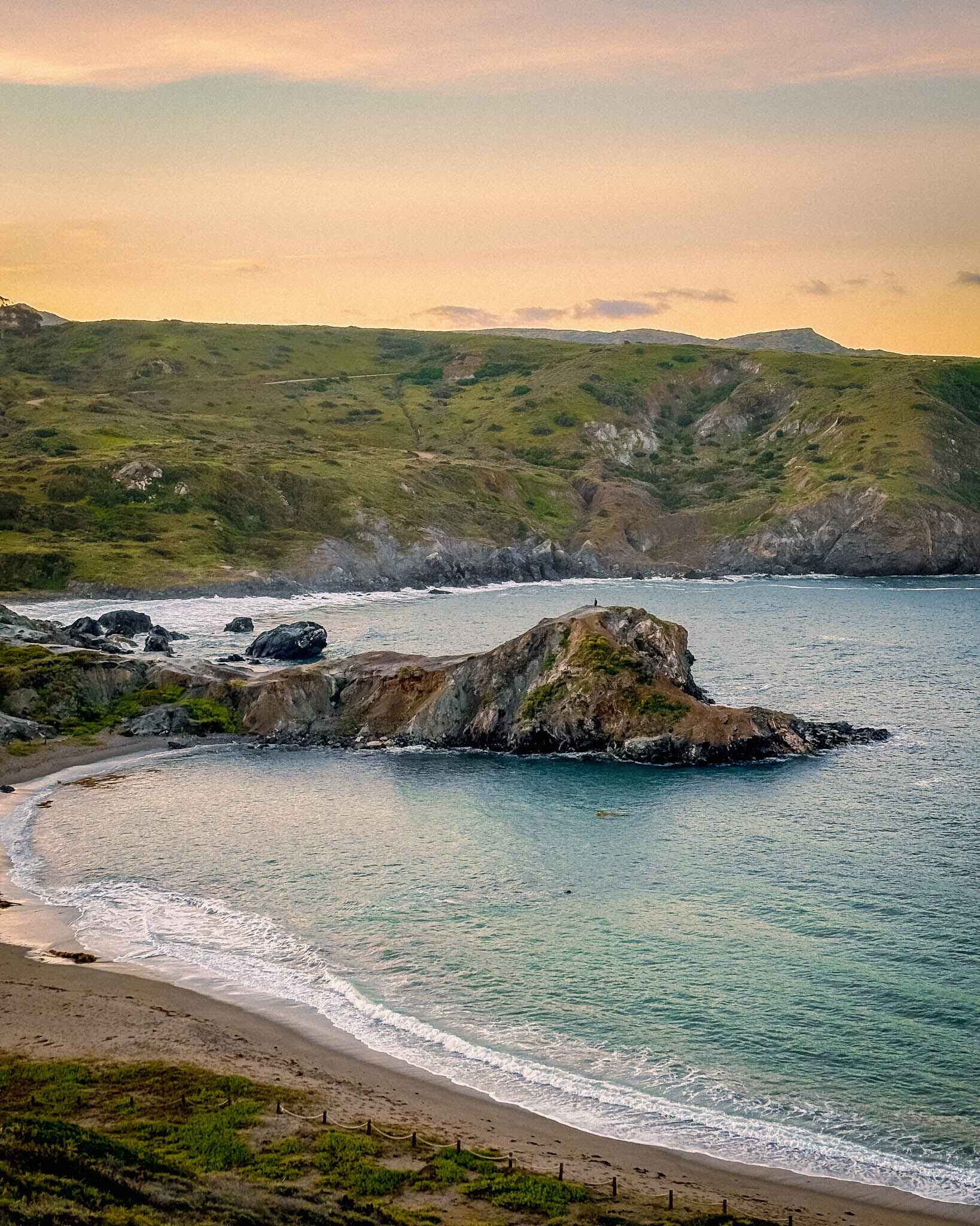 a sunrise over little harbor on the transcatalina trail