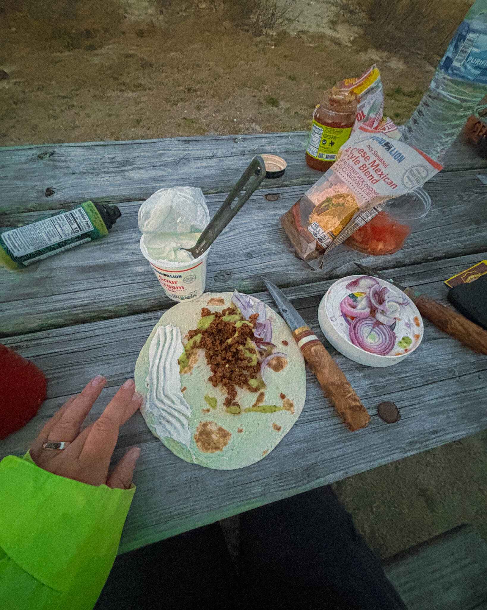 Camping meal near Nags Head, North Carolina