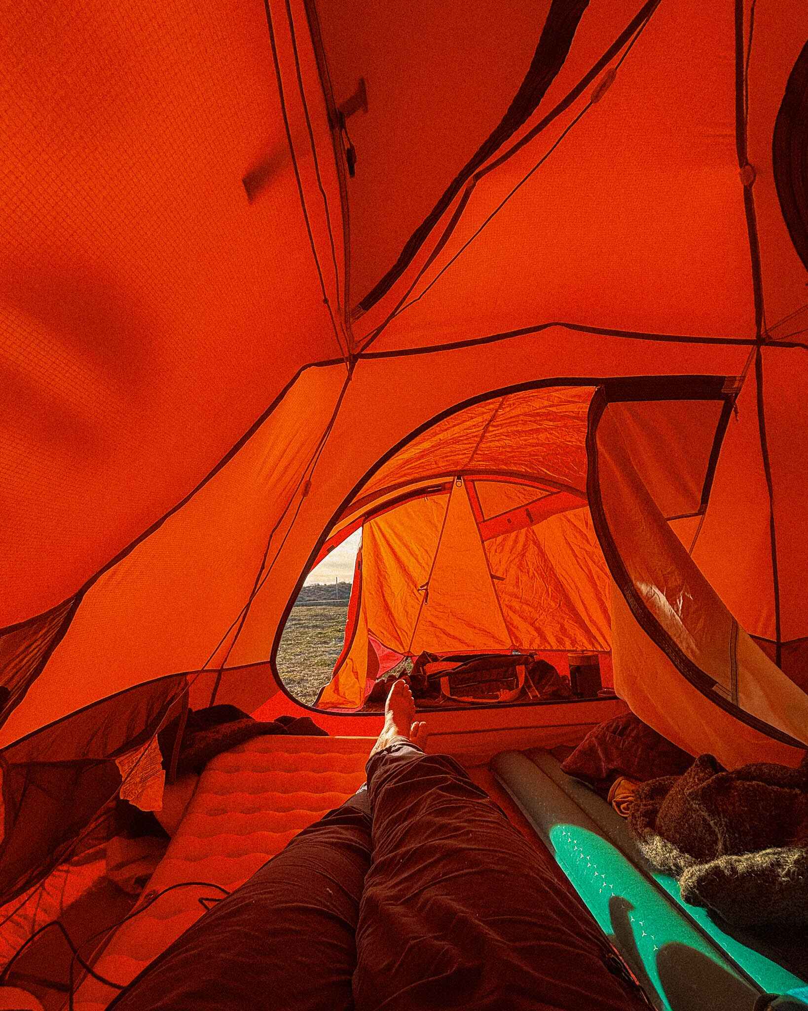 Camping setup at Oregon Inlet near Nags Head, NC