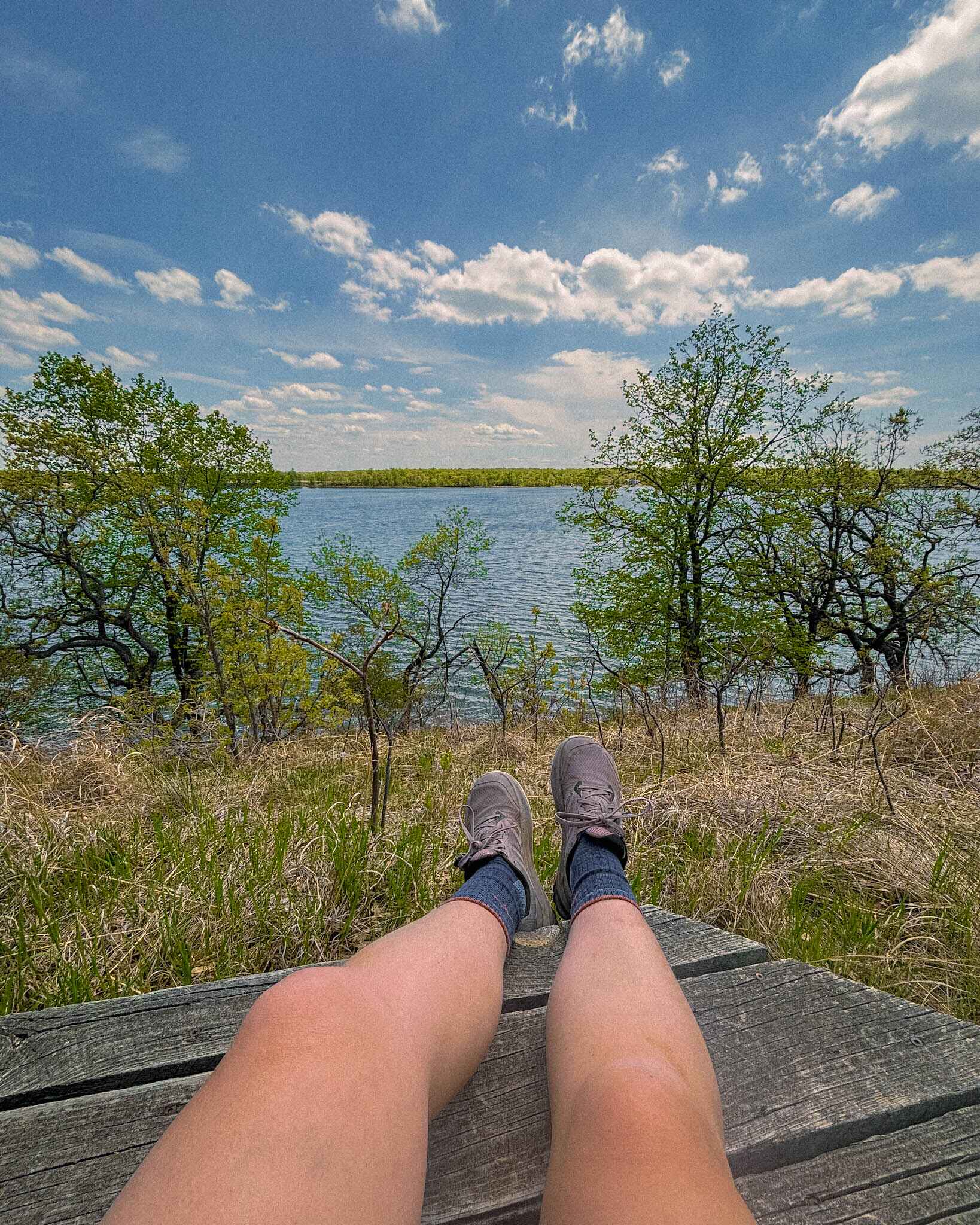 Hiking to a lookout above Molly Stark Lake in Battle Lake, MN