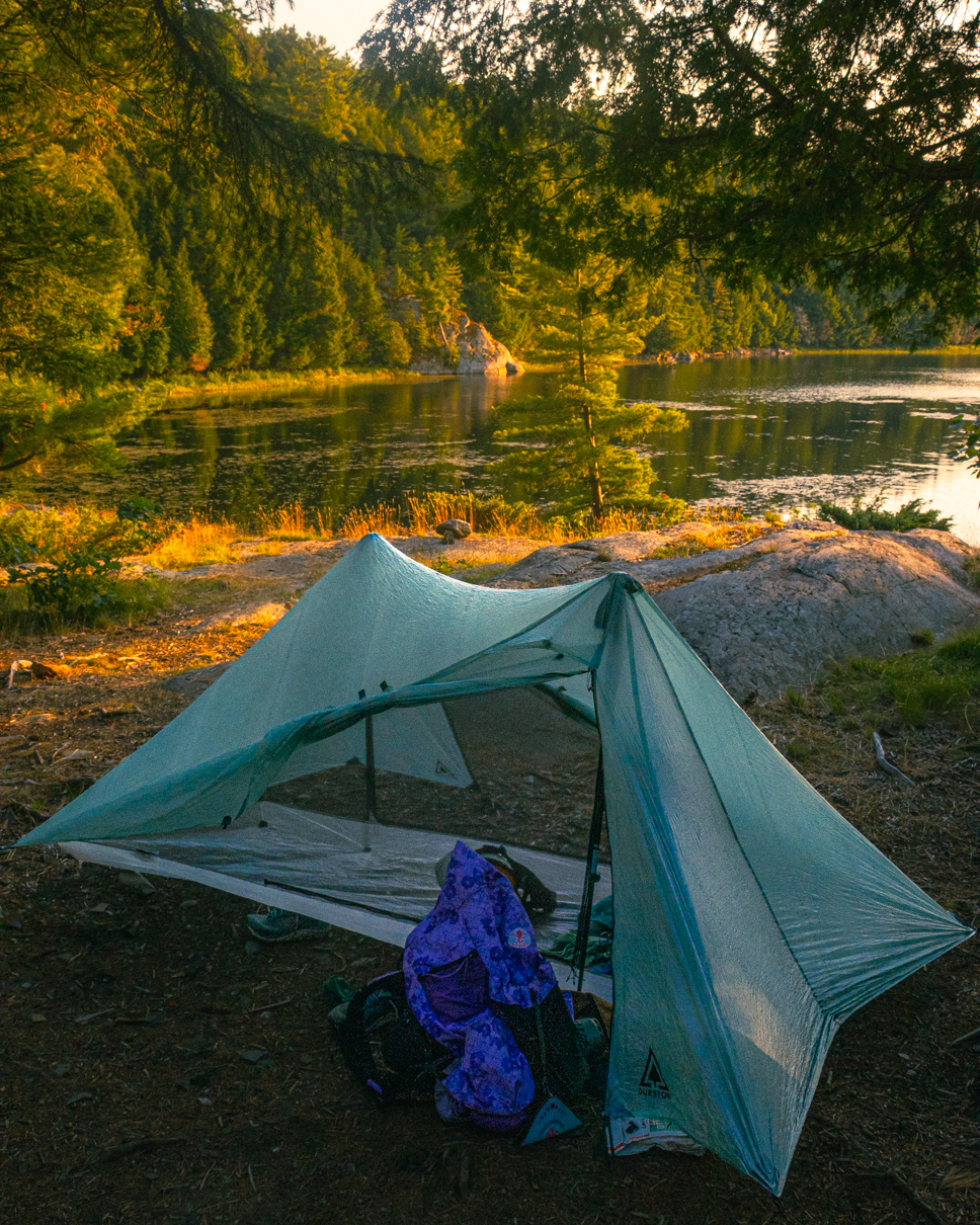 Durston X-mid pro trekking pole tent on the La Cloche Silhouette Trail in Ontario