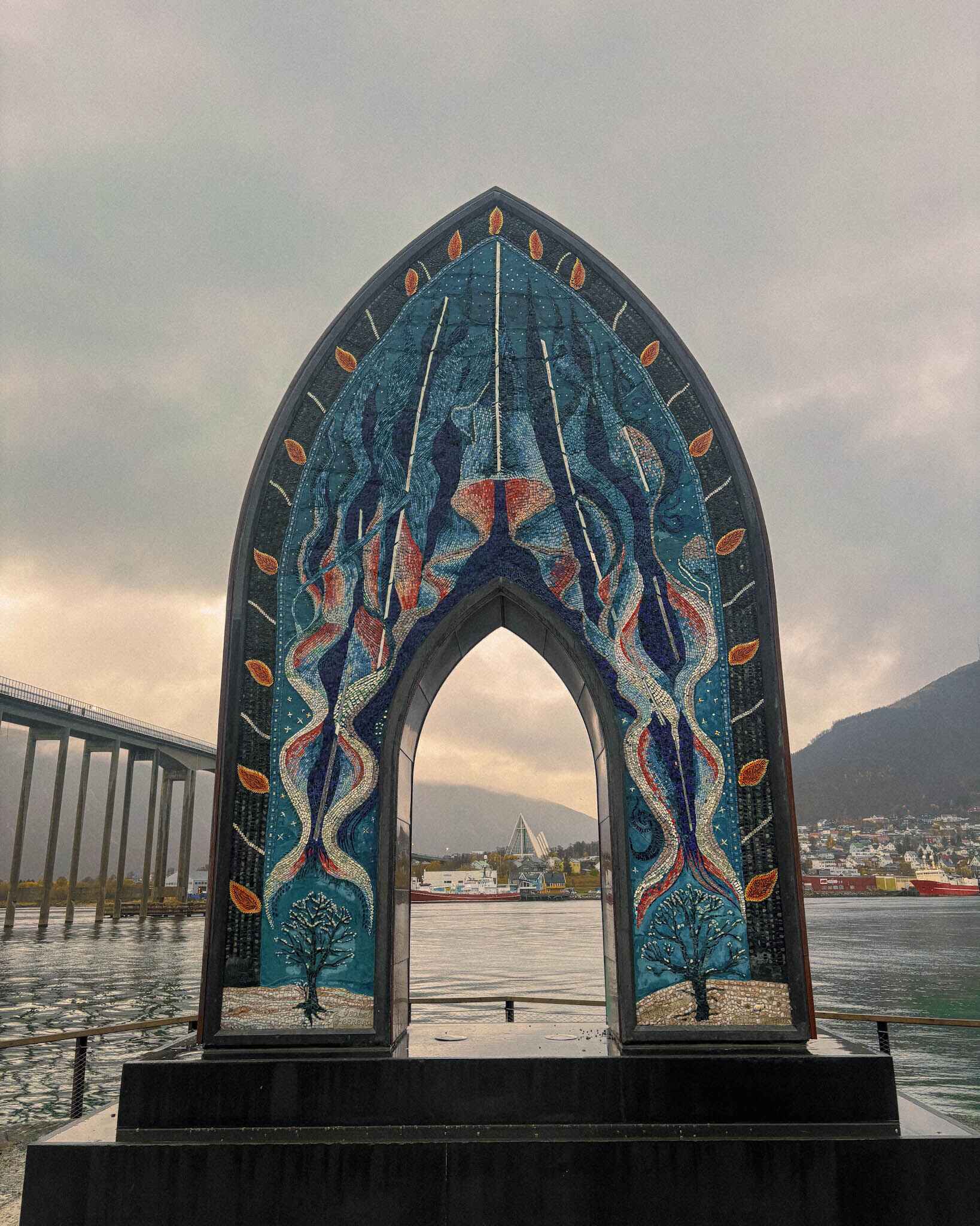 image of the gateway to the arctic arch in tromso norway