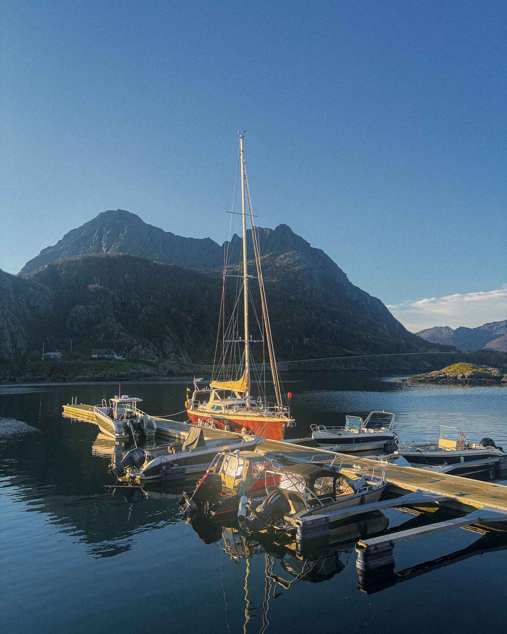 image of a sailboat in a harbor in northern norway