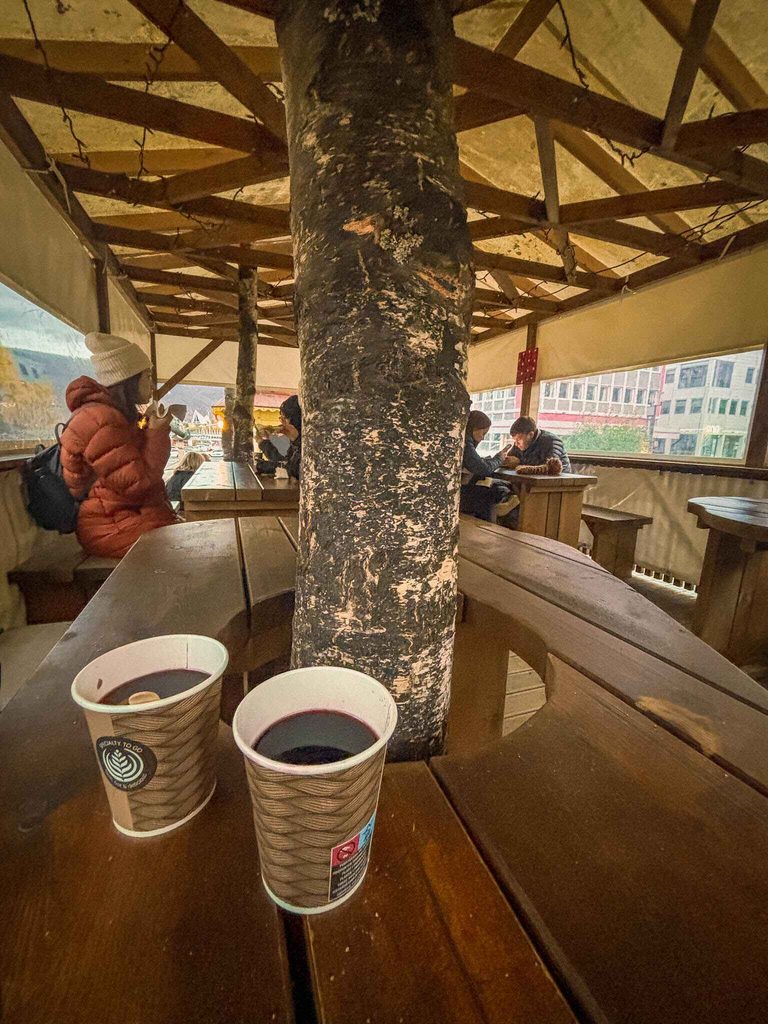 image of hot wine in the hut at tromso's oldest bar